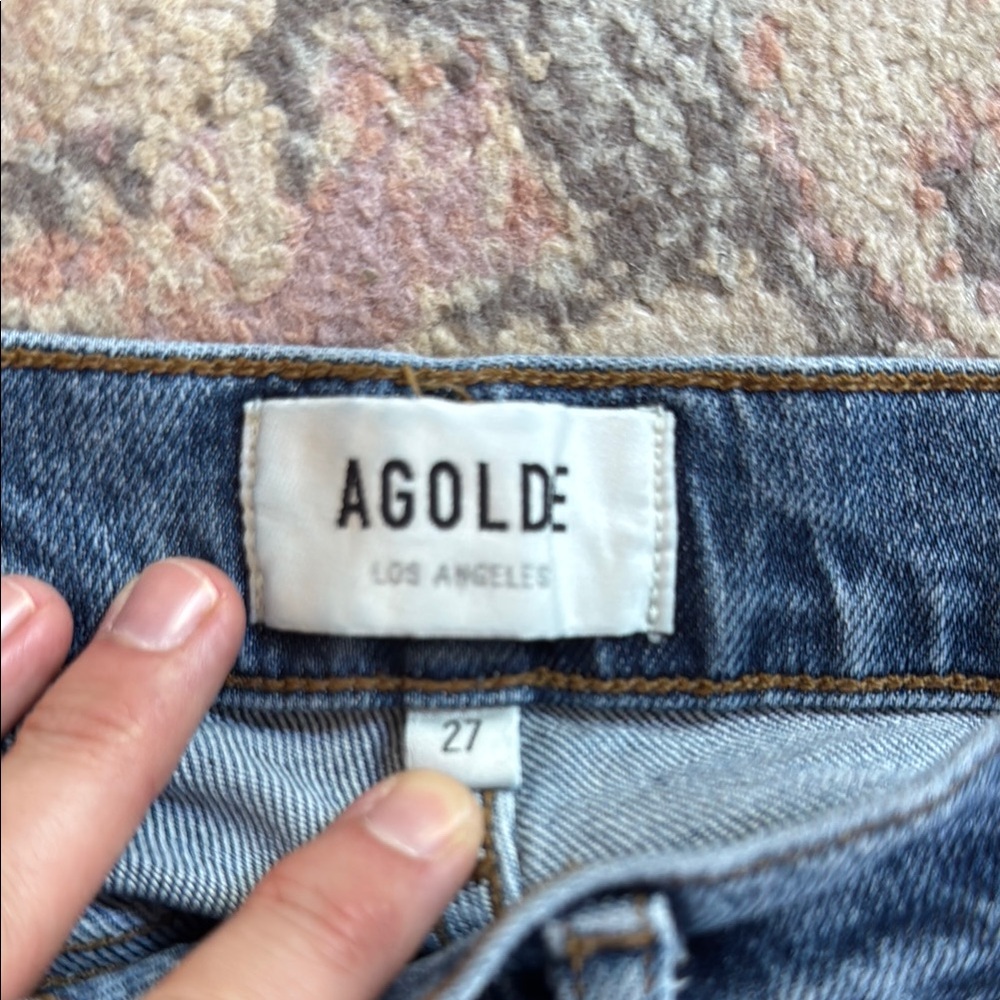 Agolde Blue Cropped Ankle Jeans - Picture 2 of 4